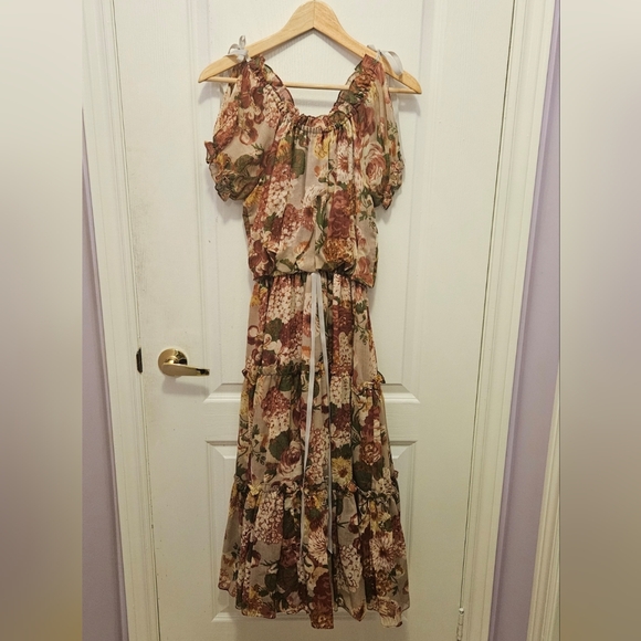 Vintage 1970s Floral Maxi Dress Joseph Ribkoff - Picture 1 of 6
